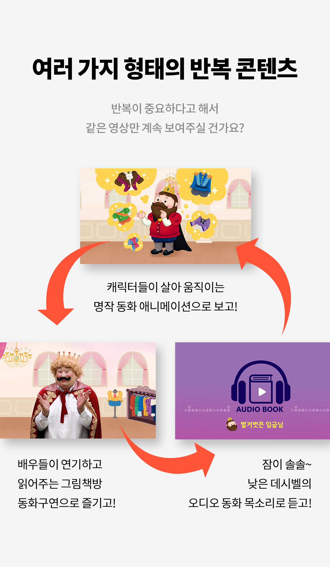 여러 가지 형태의 반복 콘텐츠 , 반복이 중요하다고 해서 같은 영상만 계속 보여주실 건가요?